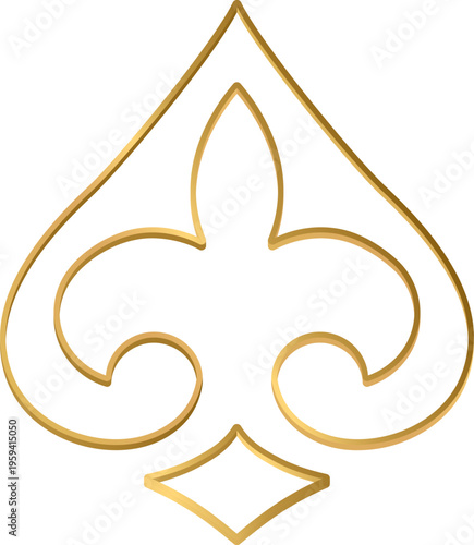 Traditional element of Kazakh ornament with 3D golden effect