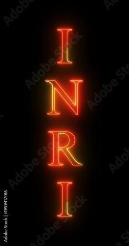 INRI in neon lights passing on screen. Loop