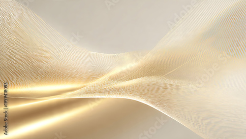 Abstract luxury white and gold flowing wave design, soft light background, elegant digital graphic artwork, smooth texture view, modern concept