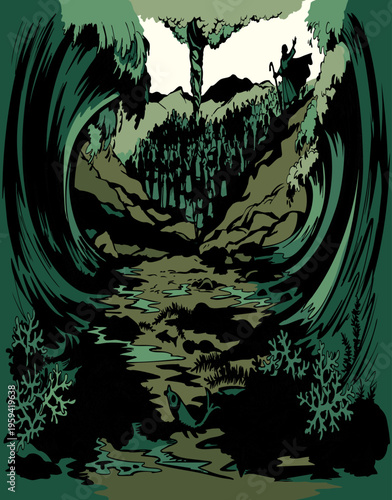 Vector drawing. Moses by the Sea
