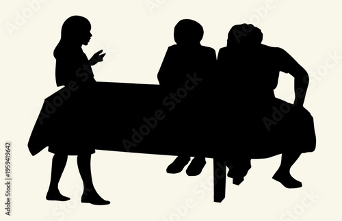 Vector drawing. The servant girl