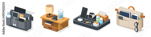 Organizers for bedside table, desk, and bag storage solutions