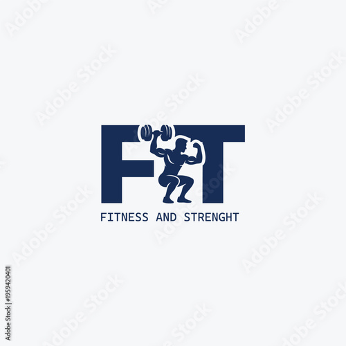 Fitness Logo with Weightlifting Silhouette in Bold Typography – Gym Strength Branding