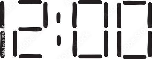 Digital clock display showing 1200 a simple graphic for timekeeping and scheduling concepts isolated on white