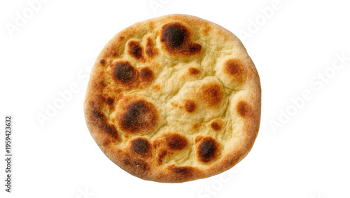 Bild auf Leinwand Delicious golden brown baked focaccia bread or traditional naan isolated on a cl