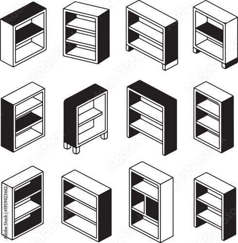 Metal, wood and stone stairs - vector illustration