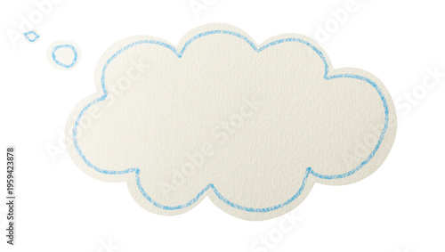 Creative hand drawn textured cloud shape for thoughts and messages with decorative outline
