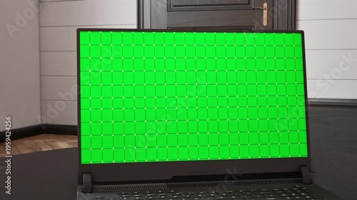  Laptop Mockup Green Screen Footage 3D Render 