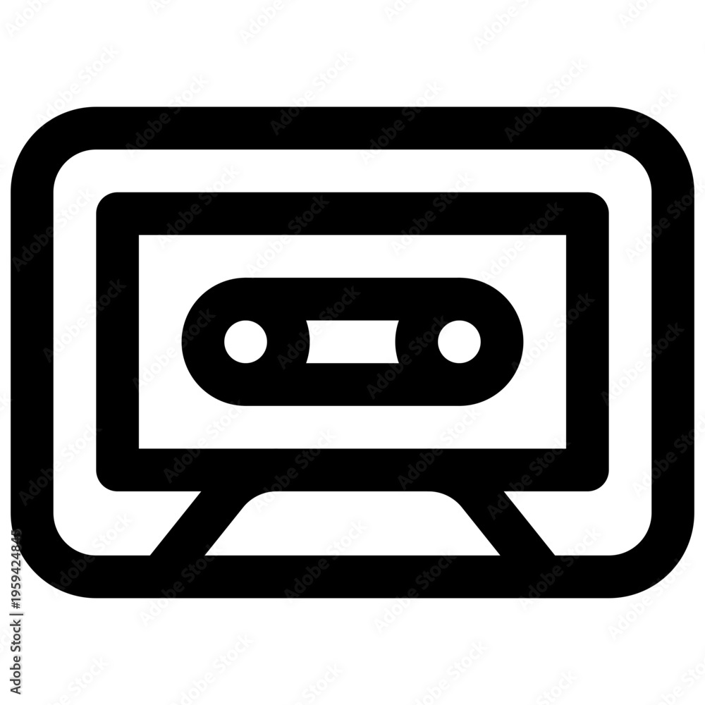Obraz premium Cassette tape. Editable stroke vector icon.