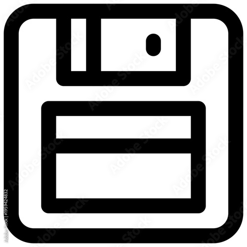 3,5-inch floppy disk. Editable stroke vector icon.