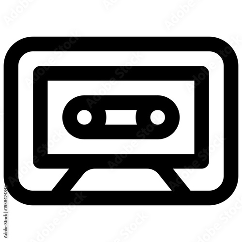 Cassette tape. Editable stroke vector icon.