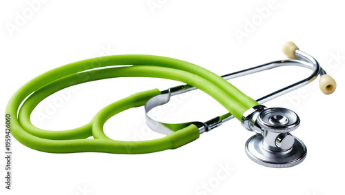 Modern green stethoscope a vital tool for medical examinations and healthcare diagnostics