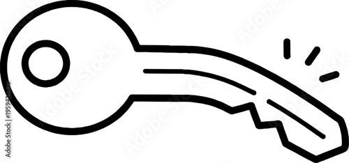 Minimalist Key Line Art Illustration: Simple Icon for Security, Access, and Solutions