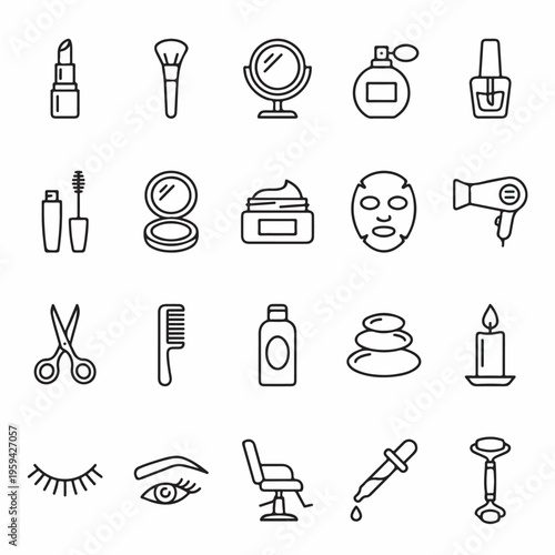 Cosmetics icon vector set. makeup illustration sign collection. woman beauty symbol or logo.