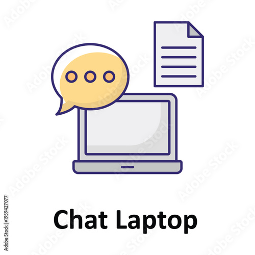 Chat Laptop Vector icon which can easily modify or edit