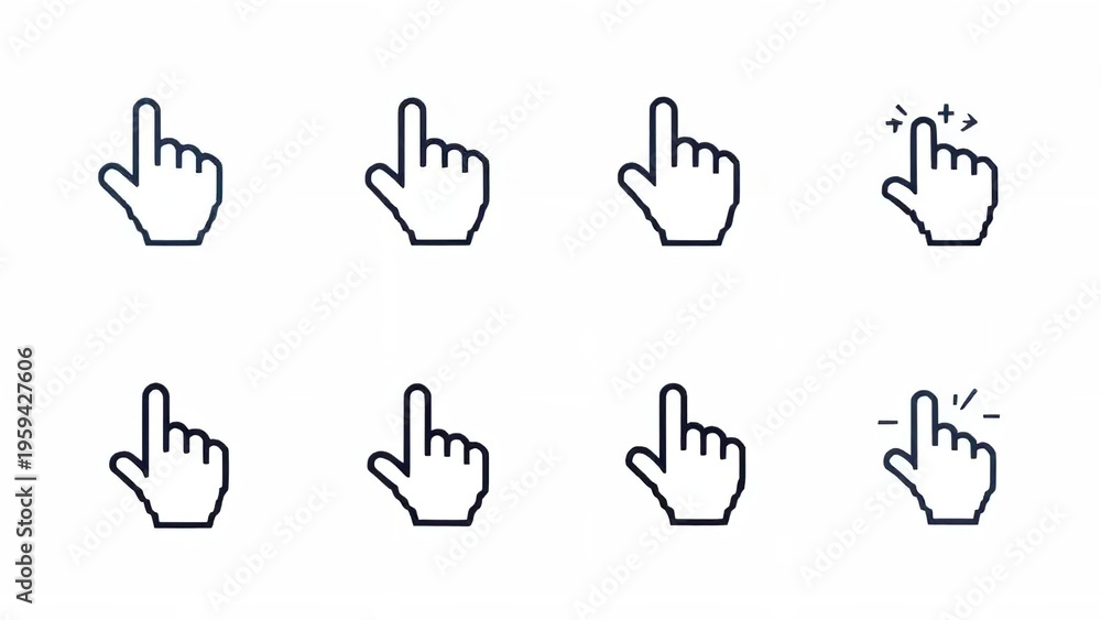 Fototapeta premium hand icons pointing cursor symbols