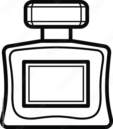 Perfume bottle outline vector illustration for beauty product cosmetics packaging and fragrance shop design