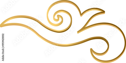 Traditional Kazakh floral ethnic ornament with 3D golden effect