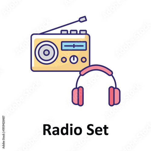 Radio Set Vector icon which can easily modify or edit