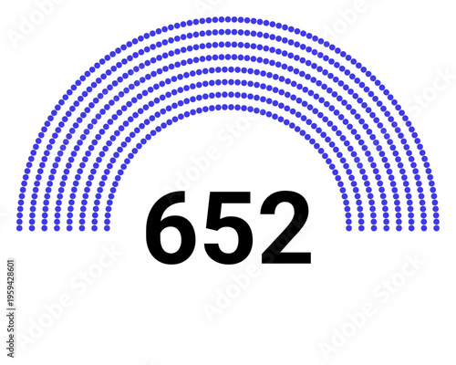 Hemicycle 652 seats - 8 rows