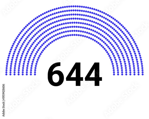Hemicycle 644 seats - 8 rows