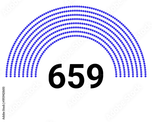 Hemicycle 659 seats - 8 rows