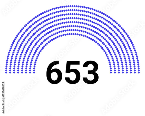 Hemicycle 653 seats - 8 rows