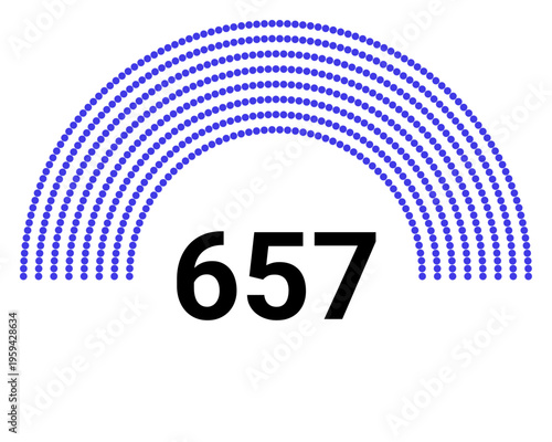 Hemicycle 657 seats - 8 rows