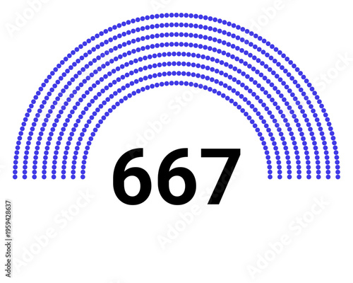 Hemicycle 667 seats - 8 rows