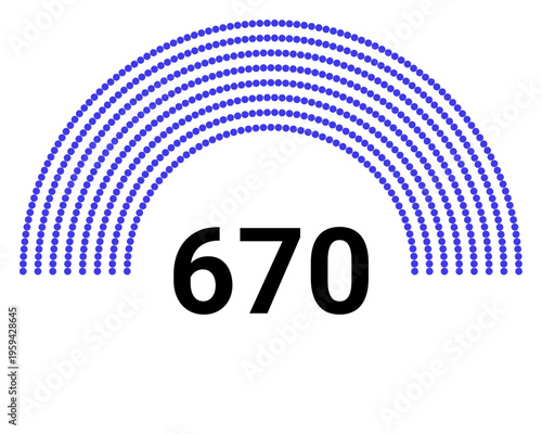 Hemicycle 670 seats - 8 rows