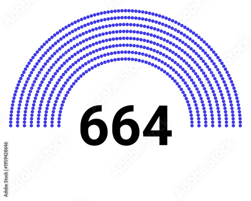 Hemicycle 664 seats - 8 rows