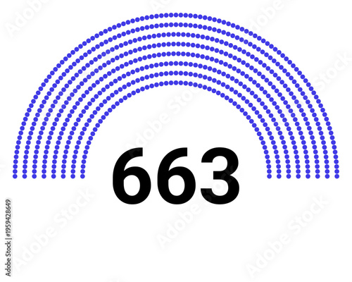 Hemicycle 663 seats - 8 rows