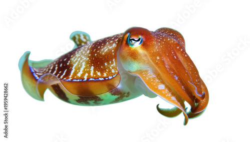 Photography Vibrant and colorful cuttlefish swimming elegantly, showcasing intricate pattern