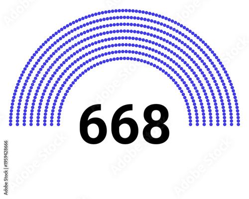 Hemicycle 668 seats - 8 rows