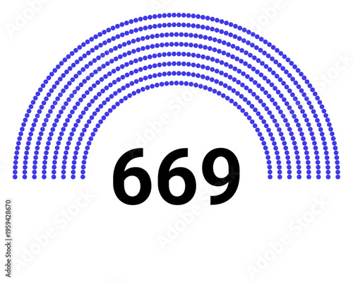 Hemicycle 669 seats - 8 rows