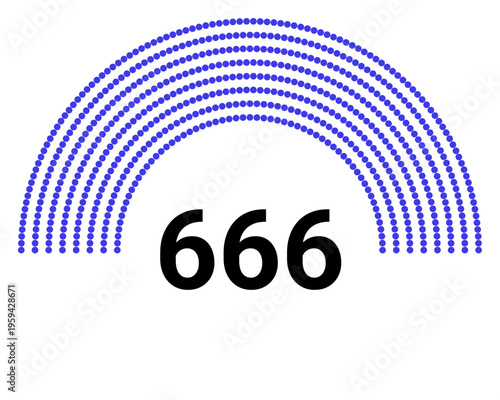 Hemicycle 666 seats - 8 rows