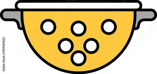 Colander Yellow Kitchen Utensil with Holes Illustration