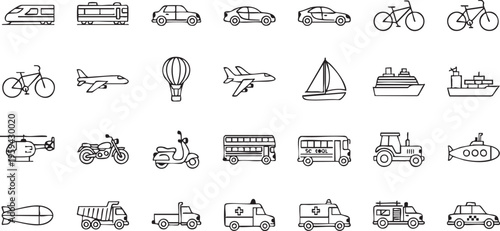 Twenty four transportation in black and white transportation vehicles modes of transport