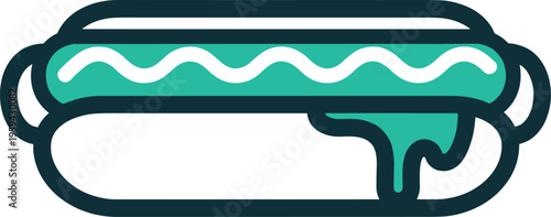 Hot dog with delicious sauce topping a popular snack food served at events and casual dining