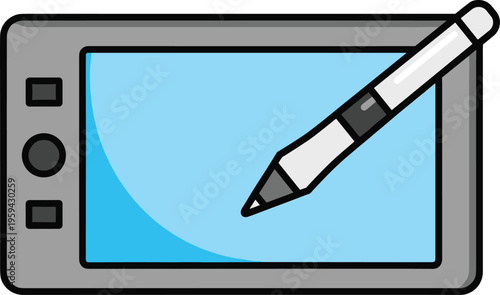 Digital drawing tablet with stylus pen for digital art creation and graphic design