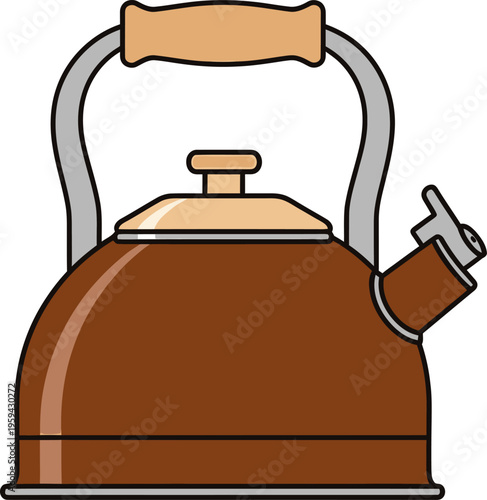 Kettle Illustration of a Brown Tea Kettle with Black Background