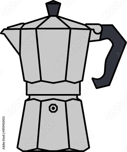 Kit Coffee Pot Illustration on Black Background