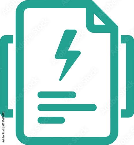 A document with a lightning bolt symbol is shown to represent energy bills or power usage data