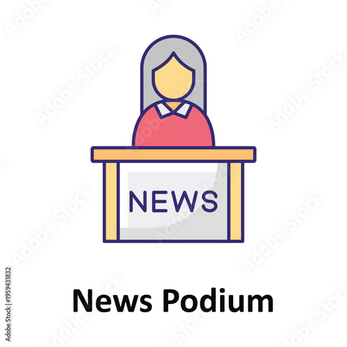 News Podium Vector icon which can easily modify or edit