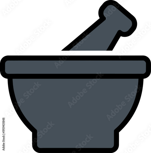 Mortar and Pestle in Minimalist Style Illustration