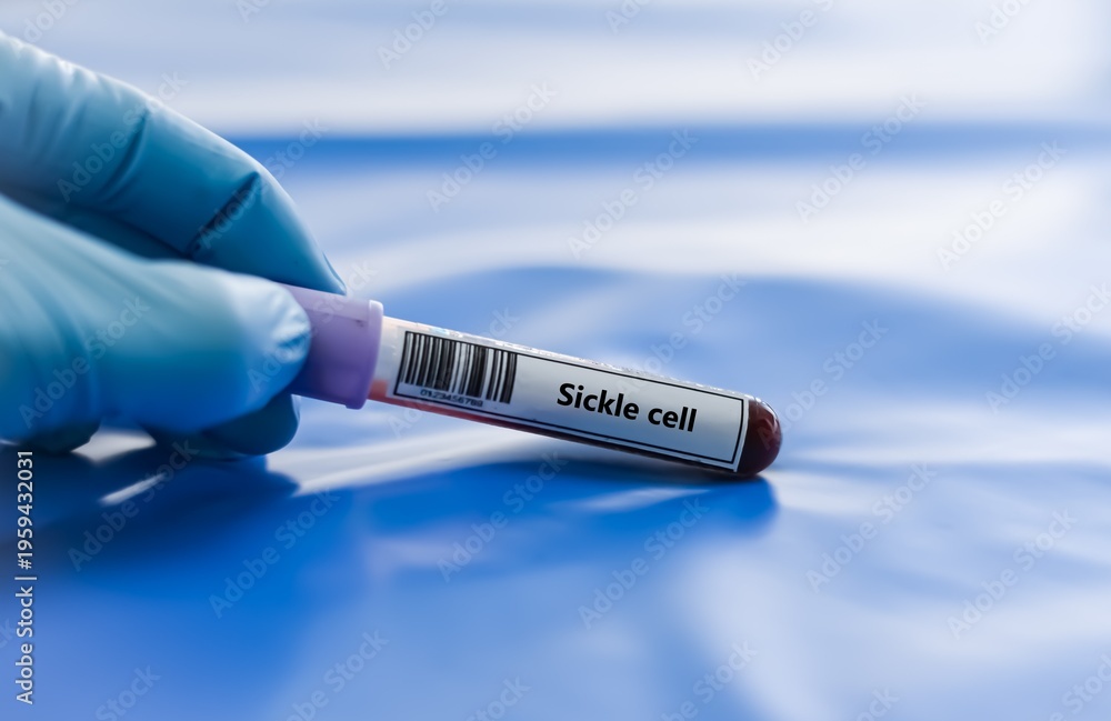 Obraz premium Blood sample tube for sickle cell test analysis.