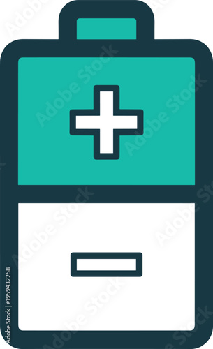 Battery icon with plus and minus signs indicating power levels and charging status, essential energy symbol
