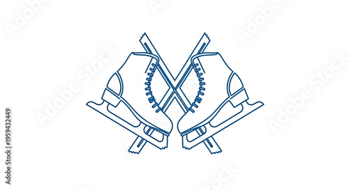 Two blue line drawing ice skates crossed with their blades
