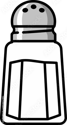 Salt Shaker Illustration with Gray Top and Black Outlines