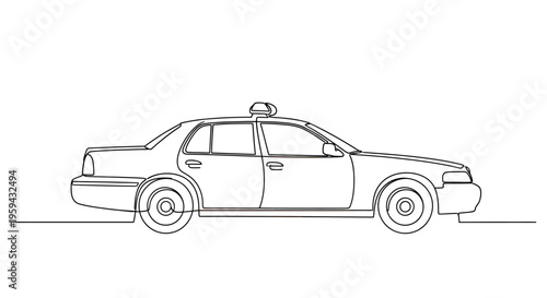 Simple line drawing of a sedan with a light on top